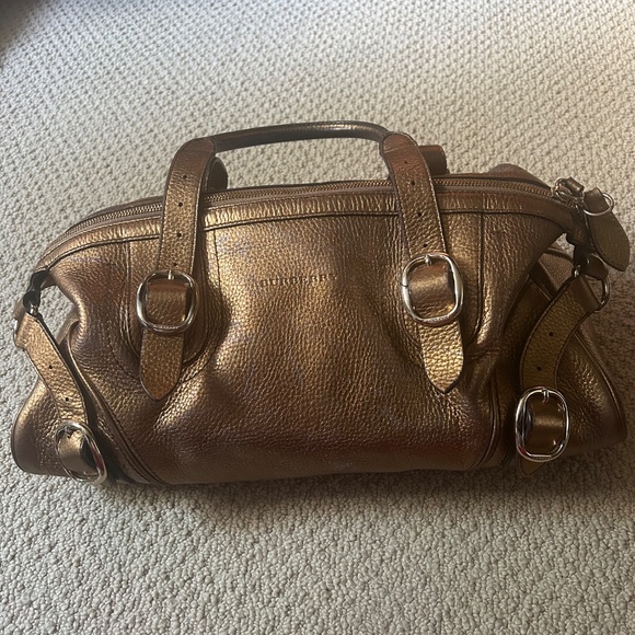 Authentic Burberry Gold Leather Satchel - Picture 6 of 10